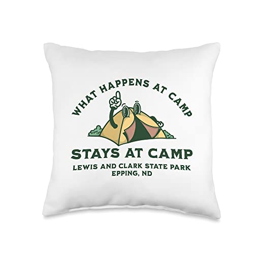 What Happens At Camp, Lewis and Clark State Park, Epping, ND Throw Pillow