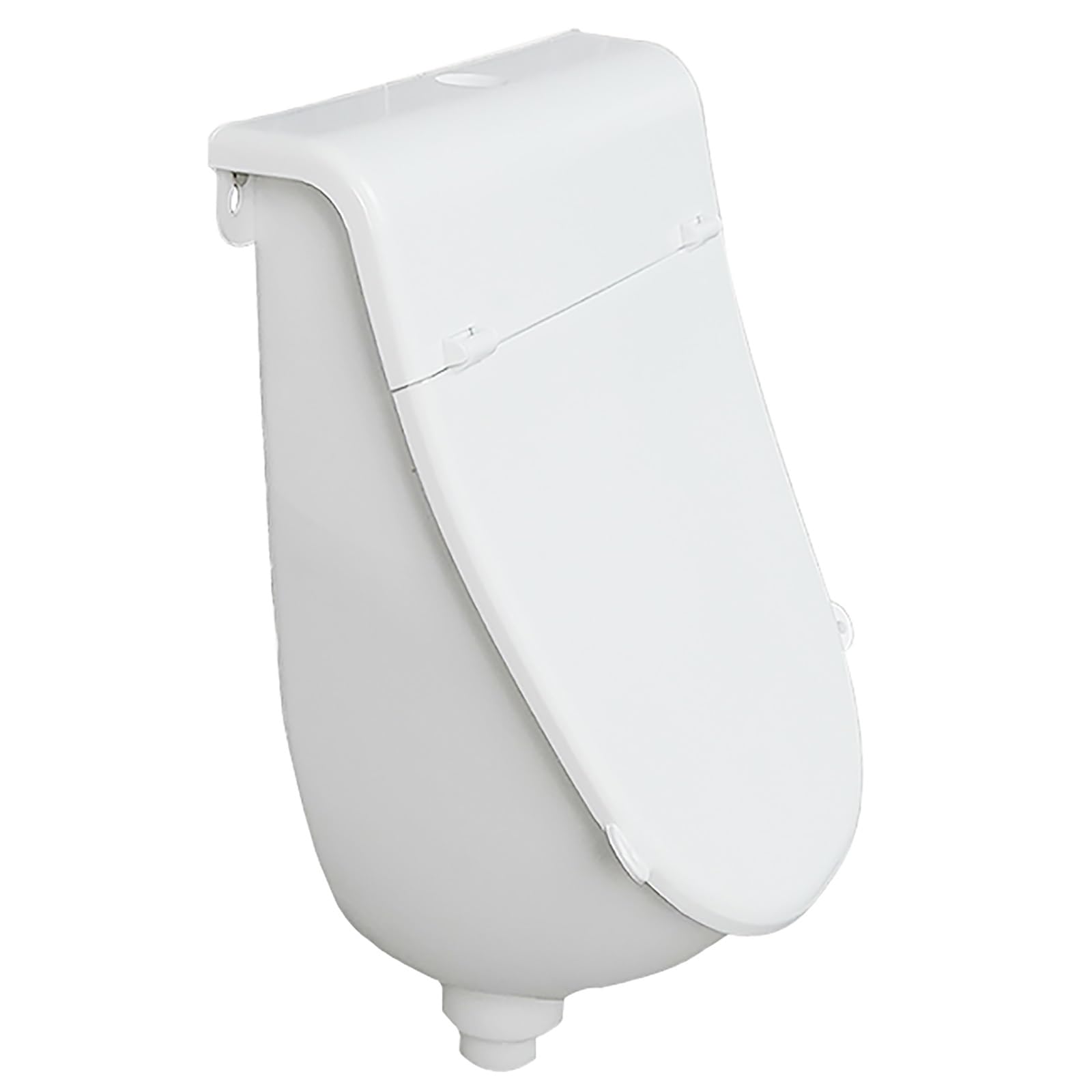 Urinal mit Deckel Wandmontiertes Urinale für Herren, Badezimmer, Garage, Erwachsene, Kunststoff-Urinal Spülventil und Schlauch, Außentoilette, Urinabscheider(White)