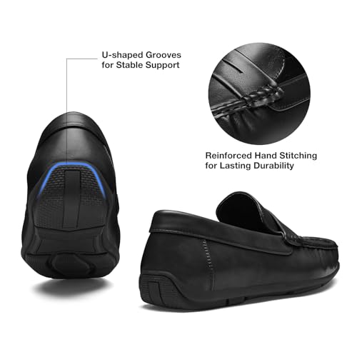 Image of HEEZ Men's Loafers Slip On Dress Shoes Penny Loafers Leather Casual Driving Boat Shoes for Men