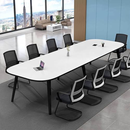 WTIWJY Large Office Conference Table, Modern Seminar Table Training, Boardroom Table Breakroom Table, for Office with Strong Metal Frame, Easy Assembly(White)
