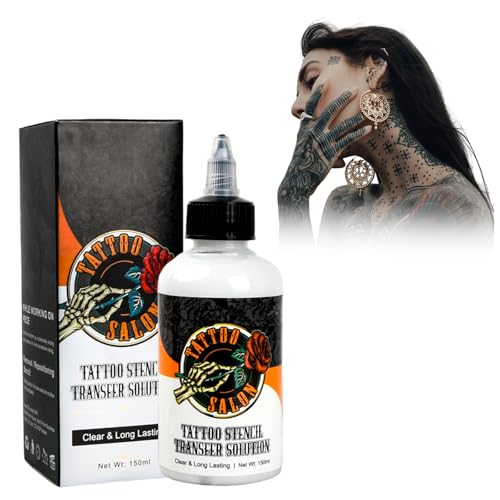 150ml Gel de Transferencia de Tatuajes, Professional Crema para Plantillas de Tatuaje, Solución de Aplicación de Tatuajes for Transferencia de Papel, Tattoo Stencil Transfer Gel para Principiantes