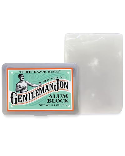 Gentleman Jon 3.7 Ounce Alum Block in Plastic Case - Upgrade Your Shave - Soothing Aftershave Solution for Shaving Razor Burn Relief - Travel Friendly Durable Plastic Case Included, Aftershave for Men