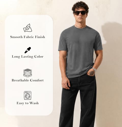 Image of Sleepynuts Men's Everyday Wear Crew Neck Regular Fit T-Shirt | Half Sleeve Solid Plain Casual T-Shirt for Men | Soft Breathable Fabric |