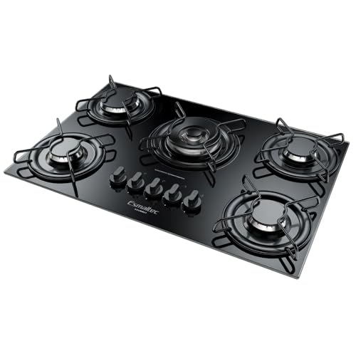 Cooktop a Gás 5 Bocas Tripla Chama Esmaltec Gourmet Bivolt Preto