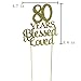 80 Years Blessed & Loved Cake Topper for 80th Birthday, Wedding Anniversary Party Decorations Gold Glitter