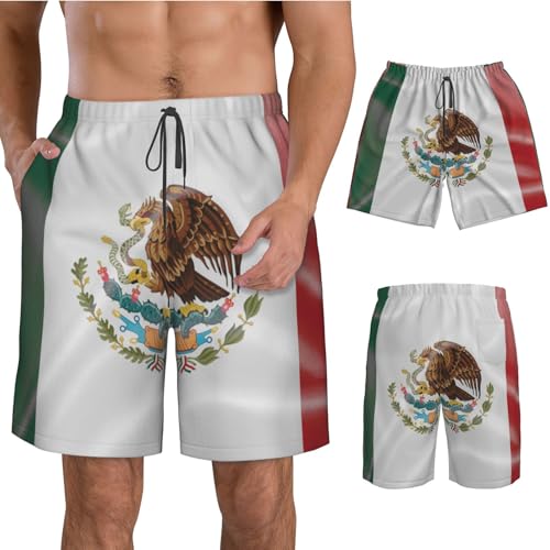 Silk Style Flag of Mexico Men's Shorts Beach Casual Swim Board Trunks4