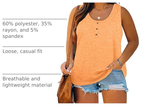 Image of Womens Plus Size Tank Tops Summer Button Down Henley Shirts Sleeveless Tops
