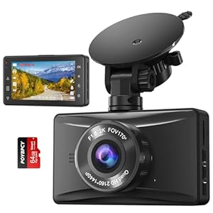 Dash Cam Front, 2K 3″ Car Camera Dash Cam QHD 1440p/30fps Recording Car DVR Cam 170° Wide Angle, Night Vision, Parking Monitor, G-sensor, Motion Detection, 64G SD Card Included, USB C Port