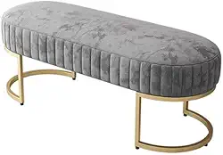 Banco Recamier Bella com Pés de Aço Cinza