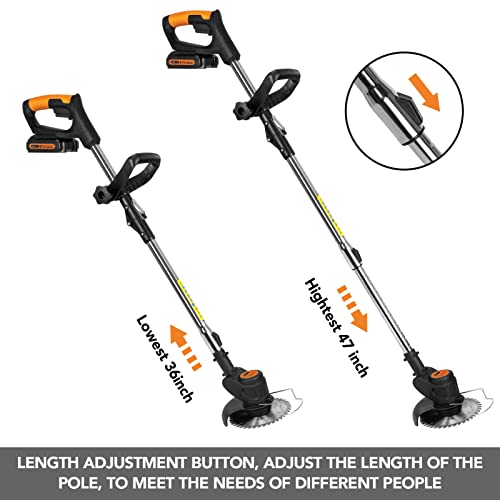 Cordless String Trimmer Weed Wacker With 3 Types Blades, 3 In 1 Light Weight Weed Eater, 21V 2Ah Li-Ion Battery Powered For Garden And Lawn(Black) #TOP7