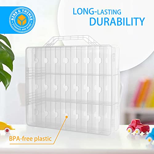 Bins & Things Toys Organizer Storage Case With 48 Slots - Toy Display Case Compatible With Calico Critter, Hot Wheels, Lego Organizer, Mario Kart, Lol Surprise, Matchbox, Barbie, Tsum Carrying Case #TOP2