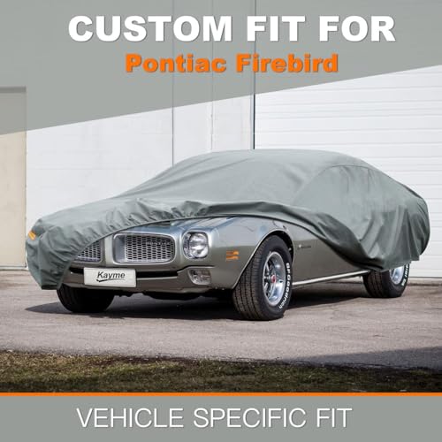 Image of Kayme Heavy Duty Car Cover Custom Fit Pontiac Firebird, Waterproof All Weather for Automobiles,Full Car Cover - Sun, Rain & UV Protection