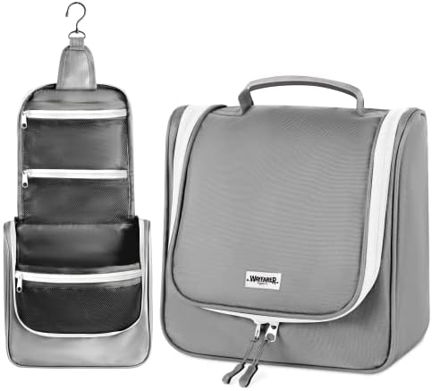 Wayfarer Supply Hanging Travel Toiletry Bag - Large Cosmetic Bag Organizer for Toiletries, Makeup and Shaving Supplies - Cruise and Travel Essentials for Women & Men with Jewelry holder, Grey