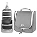 WAYFARER SUPPLY Hanging Toiletry Bag: Pack-it-flat Travel Kit, w Jewelry Organizer, Grey