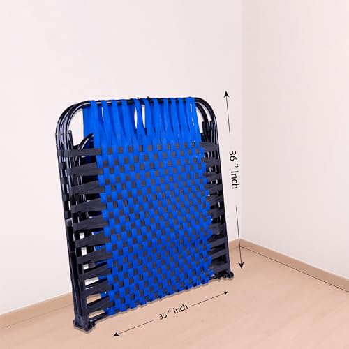 Image of Casa Copenhagen, Portable Single Folding Bed Heavy Duty Metal Cot Khat for Sleeping Bed Space Saving Design Sturdy Synthetic Niwar feet - Aqua Blue & Charcoal Black