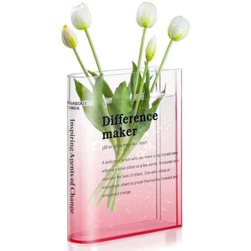 BuyCard Transparente Buchvase Für Blumen Acryl-Buchvase Transparente Buchblumenvase Für Heimdekoration Einfache BüCherregal Dekoration Einzigartige Vase Für Buchliebhaber.