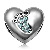 JMQJewelry Birthday March Birthstone Footprints Heart Love Beads for Bracelet Palm Tree Pumpkin Religious Praying Hands Labor Day Fits Pandora Bracelets