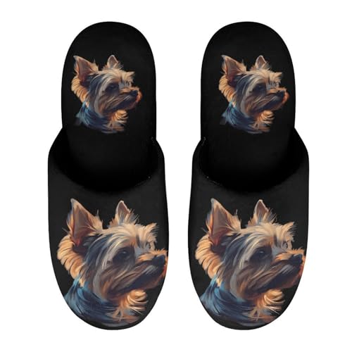 Yorkshire Yorkie Dog Soft Slippers for Women Anti-skid House Shoes for Spa Hotel Guest Bride Travel4