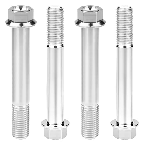 Image of Titanium Bolt M12 30 35 40 45 50 55 60 65 70 75 80 85 90mm Hex Small Flange Head for Motorcycle Car Modification Pack of 4 (M12x85mm Pitch 1.25, Silver)