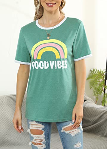 YEXIPO Graphic Tees for Women Short Sleeve Summer Tops Funny Letter Printed Loose Casual T Shirts2