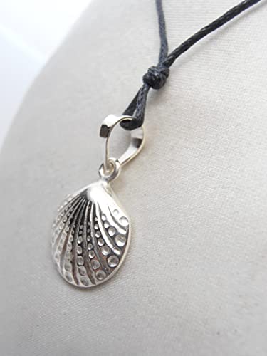 Pendentif en Argent 925 Coquille Bivalves avec Collier Ras-Du-Cou