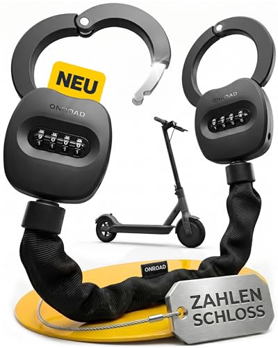 E-Scooter Schloss mit Zahlencode inklusive Recovery Funktion mit Schlüssel - E-Roller Schloss SNAPSAFE mit hoher Sicherheit Handschellenschloss aus gehärtetem Stahl Scooter Schloss E Roller Zubehör