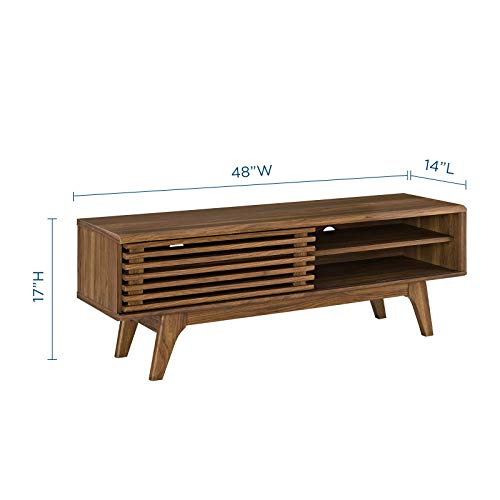 Modway Render Mid-Century Modern Low Profile 48 Inch TV Stand in Walnut