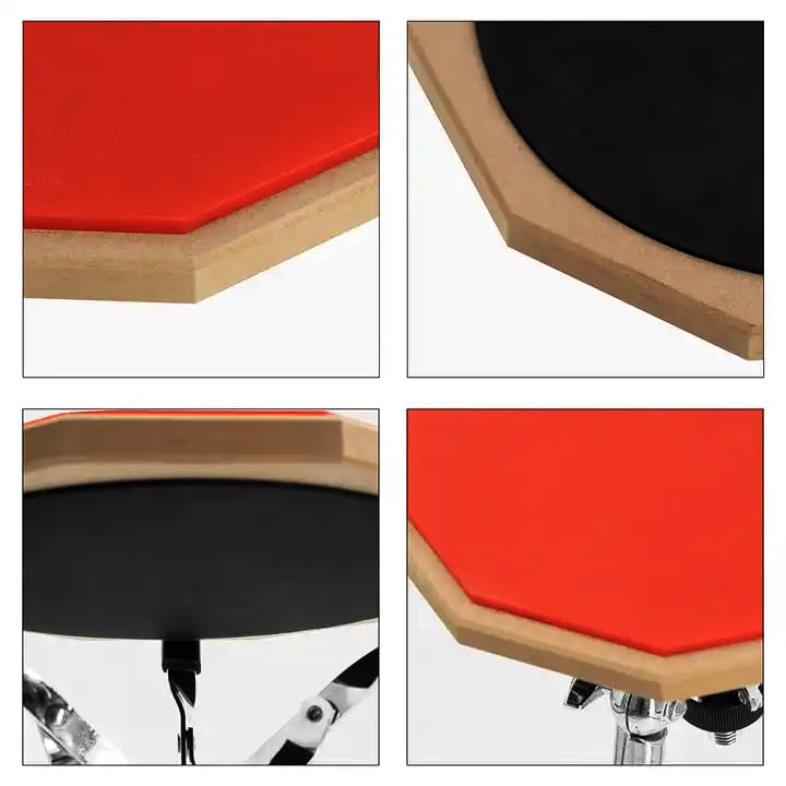 Image of Softline Pro Drum Practice Pad, 12 inch & 10 Corners Dumbed Adjustable & Foldable Drum Practice Pad Kit, Double Side with Stand & Bag (SP-DPPK-40-Kit- Orange)