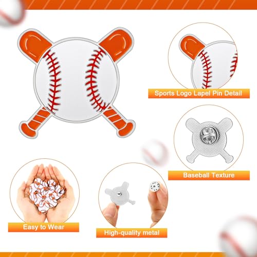 Image of Tondiamo Sports Ball Lapel Pin Bulk Baseball Football Softball Tennis Brooch for Team Training Backpack Hat Cloth Accessories