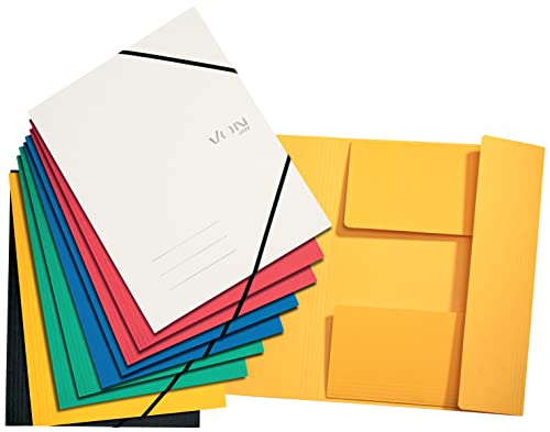 VON Leitz 10er Pack, Eckspannermappe A4, Karton, Für 150 Blatt, 3 Klappen, Mappe mit Gummizug, Mit modernem VON-Aufdruck, Leichter Ordner für Schule & Zuhause, Mehrfarbig, 30082099