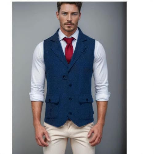 Chaleco de traje slim fit negro para hombre formal de vestir 4