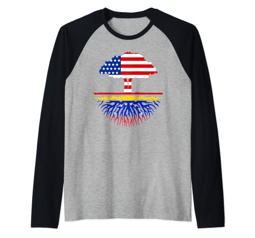 Raíces Venezolanas American Grown USA Venezuela Flag Heritag Camiseta Manga Raglan