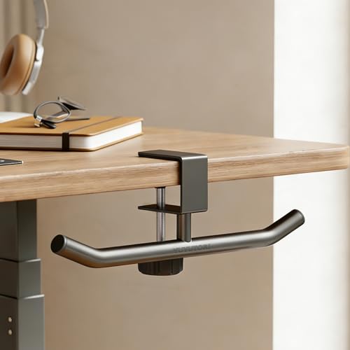 YUYUTORI ヘッドホンフック ヘッドホンハンガー テーブルフック クランプ式 厚さ1-50mmの机に適用 スペース節約 クリップ式 机固定 カバン掛け 自由に配置可能 机下/戸棚下/デスクサイドに取り付け ブラック 耐荷重20kg