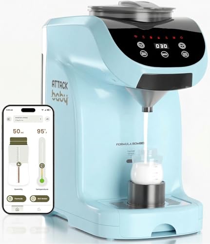 Attack Baby Formula Maker Machine - Upgraded Accurate WiFi Formula Dispenser with Inbuilt Sensors to Prevent Malnutrition - Instant Heating & Automatic Mixing - Quick Warm Bottle
