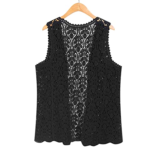 Image of Women's Sleeveless Open Front Cardigan Vest Lightweight Cool Crochet Cardigans for Women