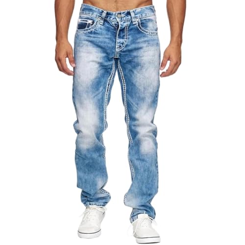 lcyhony Mens Jeans Stretch Comfy Low Rise Straight fit Jeans Casual Streetwear Regular fit Work Denim Pants with Pockets