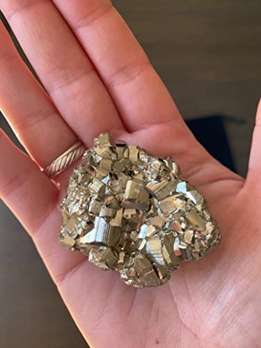 Pyrite Stone Original Cluster Samples - High Energy Natural Iron Pyrite Stone Gold Rock Reiki Crystal Used for Increased Willpower and Manifestation (40-80 gram Pyrite Cluster)