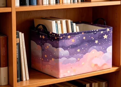 Image of CLOCOR Rectangular Storage Bin,Waterproof Books Box,Gift Basket(Pink Sky)