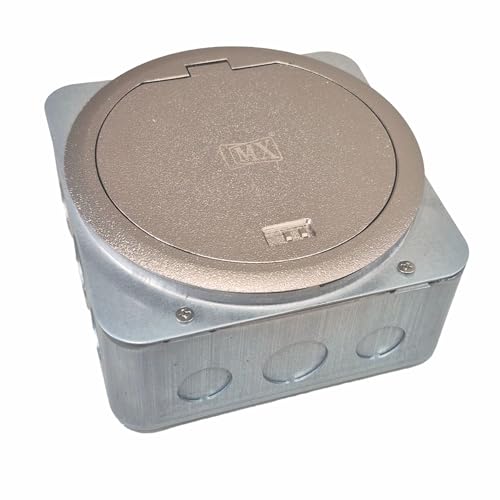 Image of MX Watertight 4+2 Data Socket Round Pop-Up Floor Box - IP65 Zinc Alloy, Concrete Floor Power & Network Access, 45 Series Modules, Office & Commercial Use