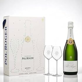 Buy Pol Roger Brut Reserve Champagne 75cl Gift Set with Two Elegant Glasses