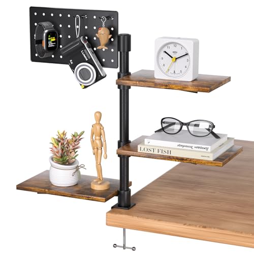 PawsWhirl 3-Tier Clamp On Desk Shelf, Adjustable 360° Rotatable A...