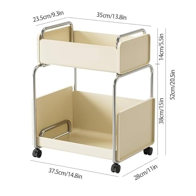 Multifunctional Double-Layer Rolling Storage Cart Iron Rack for Home Office Under-Table Use Large-Capacity Snack Food Cart Heavy Duty-wItrMUsu