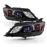 AKKON - Fits 2014 2015 2016 2017 2018 2019 2020 Chevy Impala Sedan [Halogen Type] Projector Black Headlights Pair Left+Right Replacement