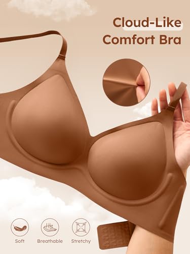 Image of Wireless Jelly Bras for Women No Underwire - S-2XL Seamless Padded T-Shirt Bralette with Support, Comfortable Everyday Bra
