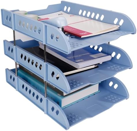 Nobel Plastics Filing Storage Letter Trays With Metal Risers - Desk Tidy Document Paper Filing