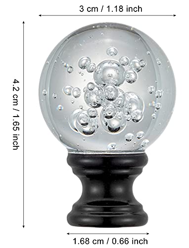 2 Pack Crystal Lamp Finial Cap, Ball Shaped Clear Bubbles Glass With Screw Knob Base, Decoration Accessories For Table And Floor Lamps Shade Top (2 Inches Tall, Black Finish) #TOP3