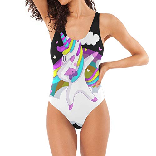 Licorne Arc-en-Ciel Femme Maillot de Bain 1 Pièce Tenue de Plage Bikini Monokini Swimsuit pour Filles Cover