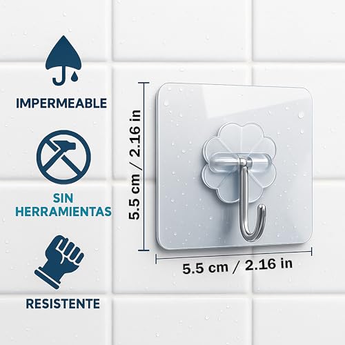 Miniatura 2 de Yeibi 10 Ganchos Adhesivos Transparentes Multiuso, Colgadores Para Cocina Y Hogar Sin Taladro, Ideales Para Trapos, Llaves Y Pequeños Accesorios