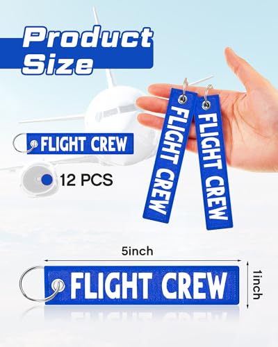 Image of Junkin 12 Pcs Flight Crew Keychain Airplane Aviation Keychain Flight Crew Luggage Tags Embroidered Key Ring