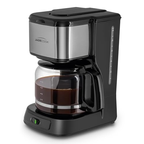 Lista de Cafetera 12 Tazas - los preferidos. 50 JadeCook Cafetera de Goteo Eléctrica Jade Electro 12 Tazas, Capacidad 1.5L, Jarra de Vidrio con Sistema Antigoteo, Botón con Luz LED, Negro y Plateado